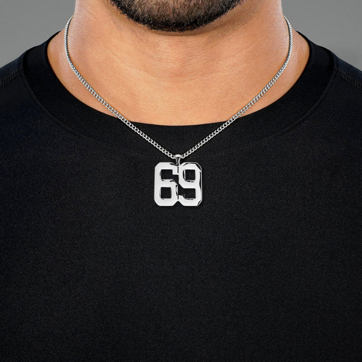 69 Number Pendant with Chain Necklace - Stainless Steel