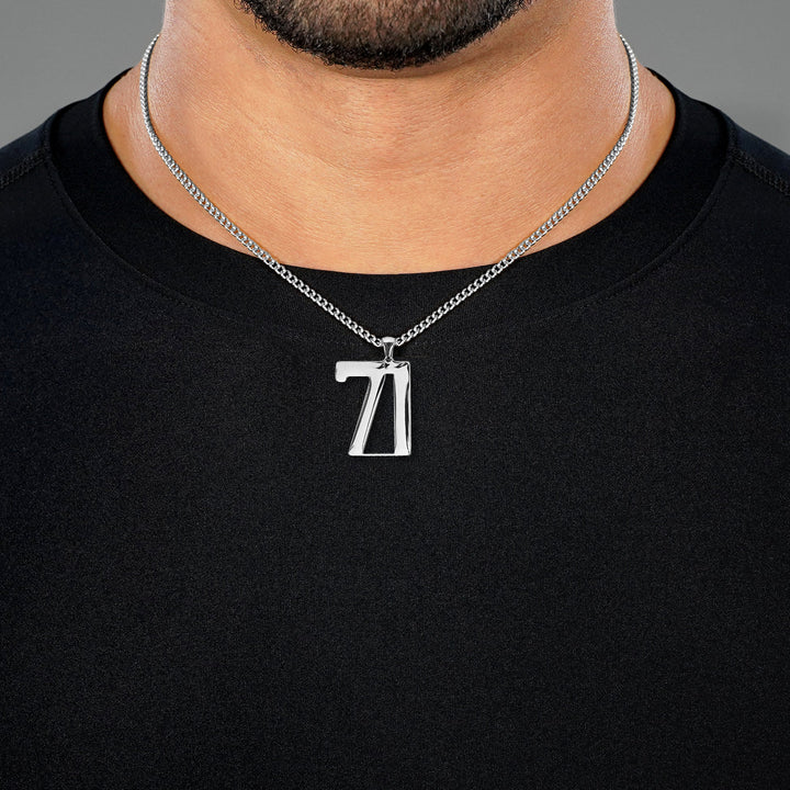 71 Number Pendant with Chain Necklace - Stainless Steel