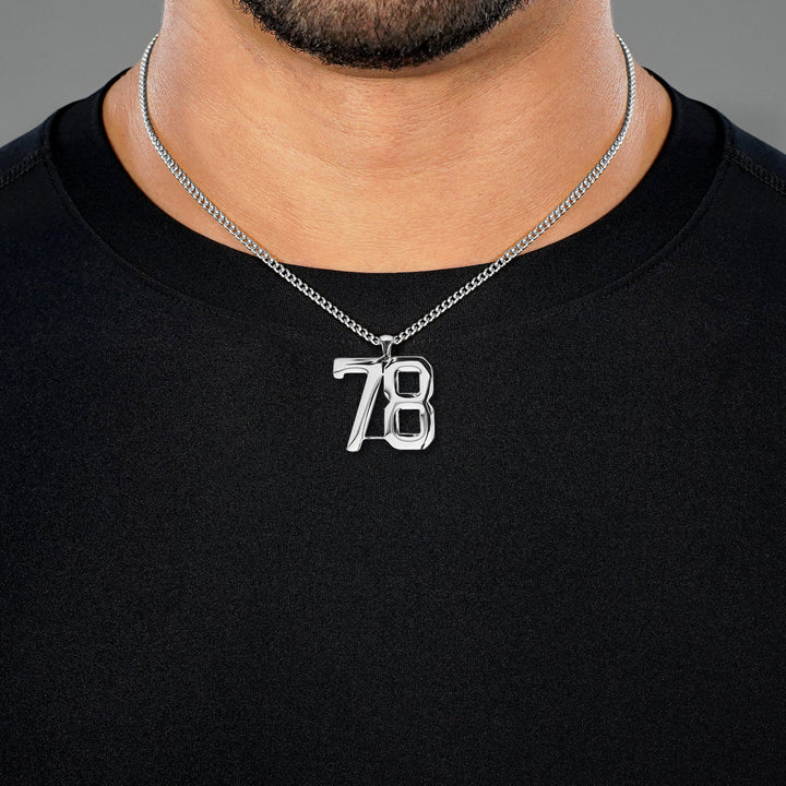 78 Number Pendant with Chain Necklace - Stainless Steel