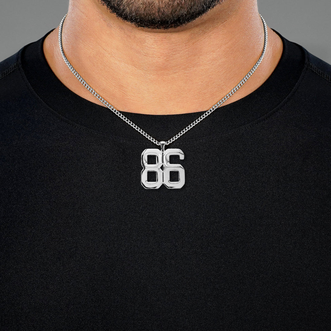 86 Number Pendant with Chain Necklace - Stainless Steel