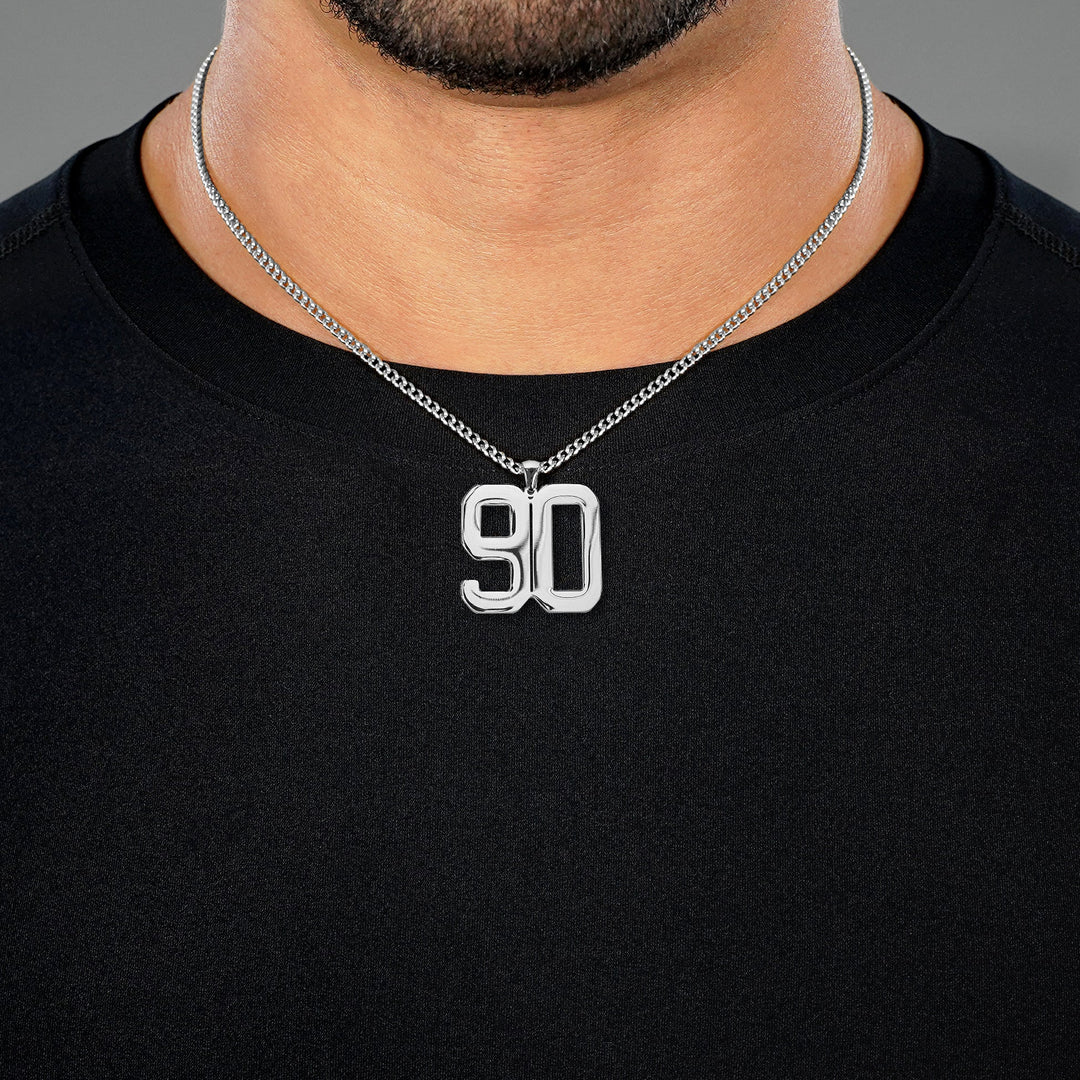 90 Number Pendant with Chain Necklace - Stainless Steel