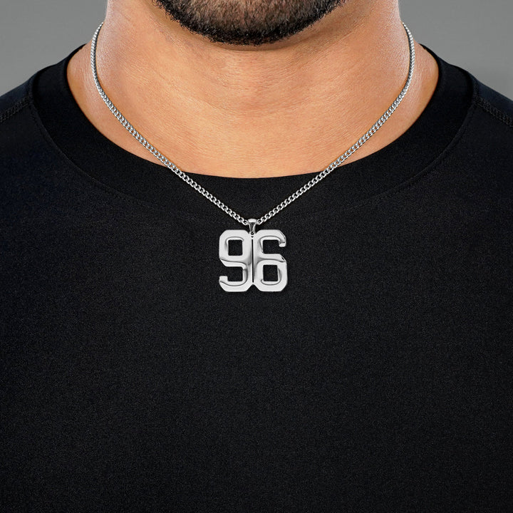 96 Number Pendant with Chain Necklace - Stainless Steel