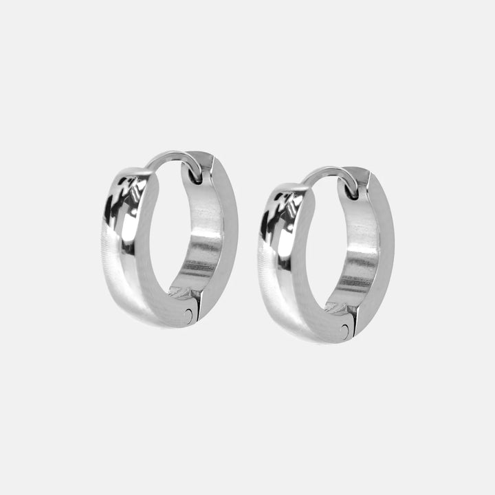 Silver Stainless Steel Small Hinged Hoop Earrings