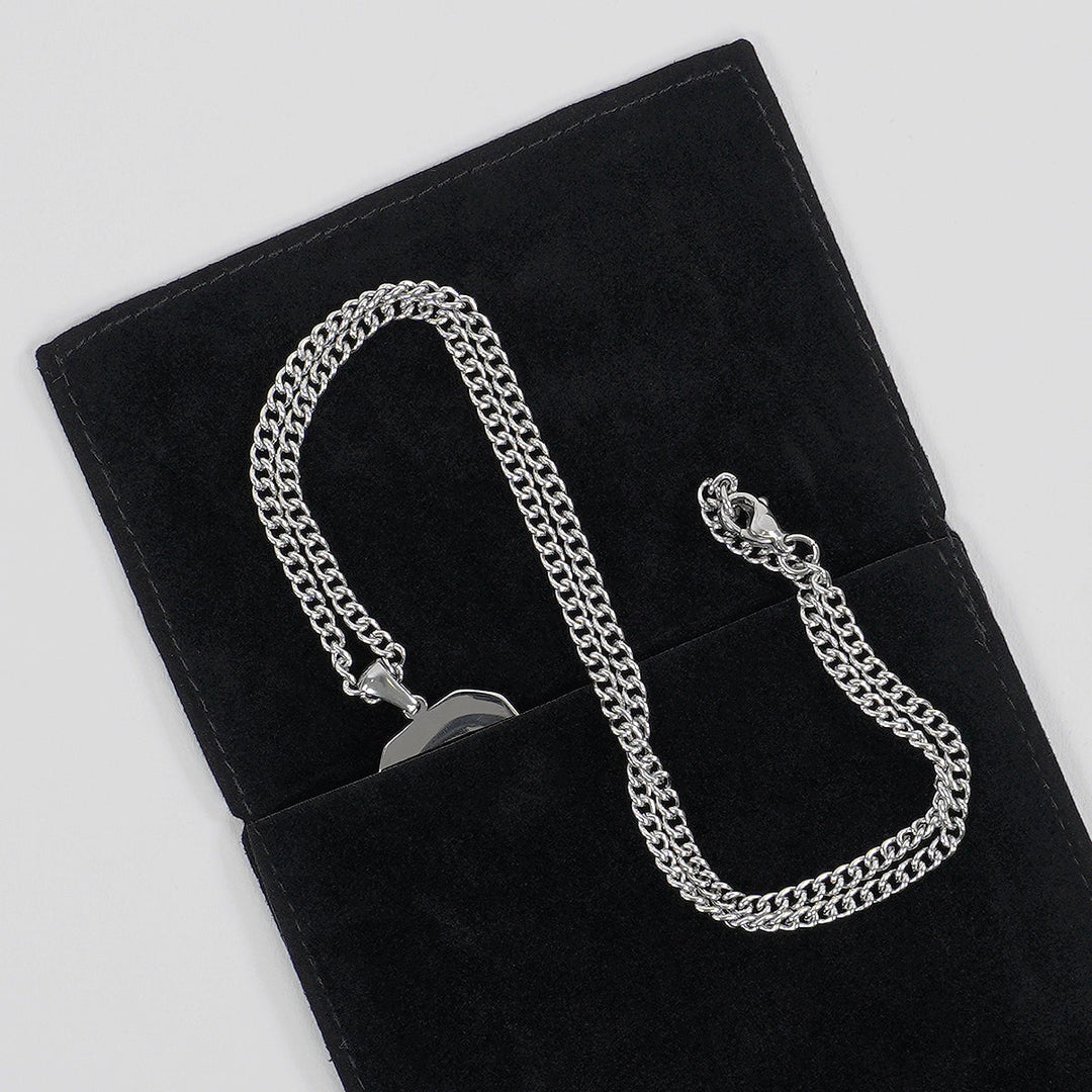 9 Number Pendant with Chain Necklace - Stainless Steel