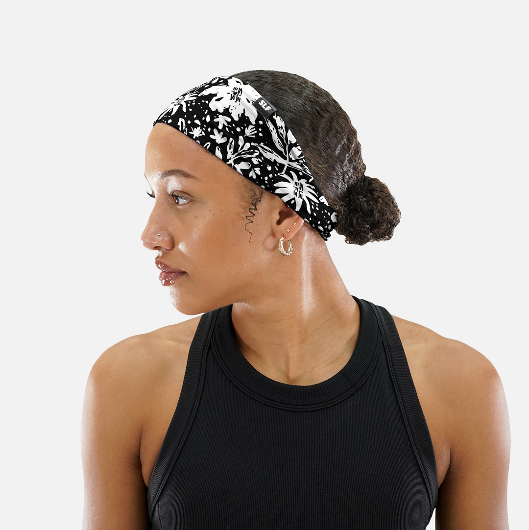 Sleefs Flowers Black Ink Headband