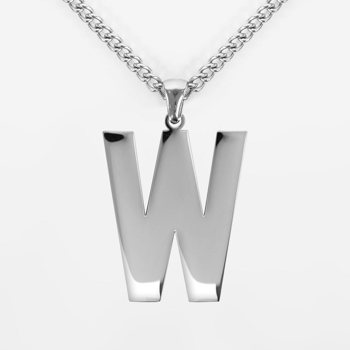 W Letter Pendant with Chain Necklace - Stainless Steel