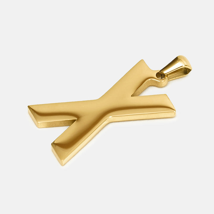 X Letter Pendant with Chain Necklace - Gold Plated Stainless Steel